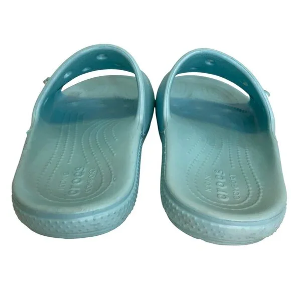 Crocs Classic Comfort Sandals Slip-On Flat Slide Blue Water Beach Shoe Size 10 - Picture 7 of 14